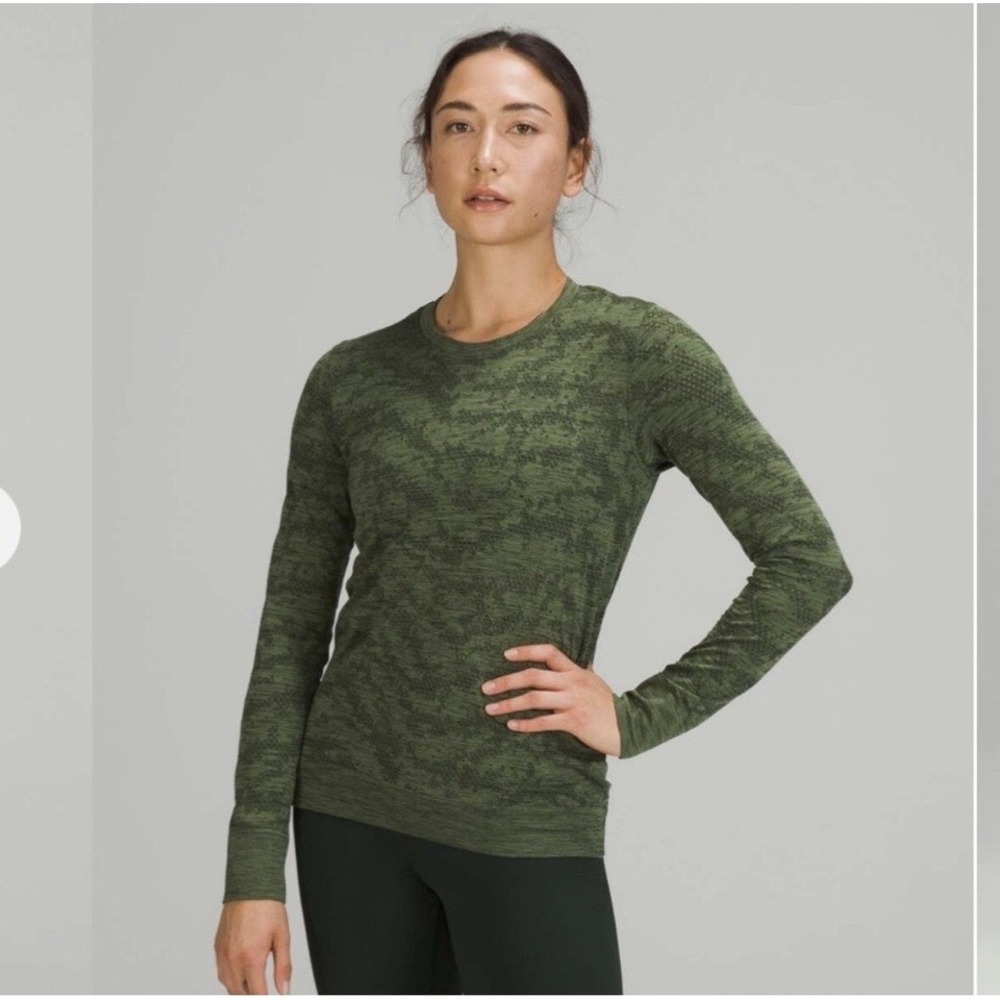 Lululemon Swiftly Tech 2.0 Long Sleeve Women Size 6 Olive Green Excellent Sporty